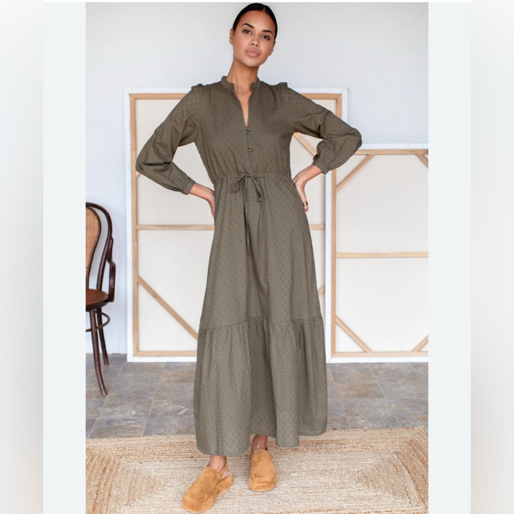 Emerson Fry Frances Dress 3 - Moss Swiss Dot Organic Green